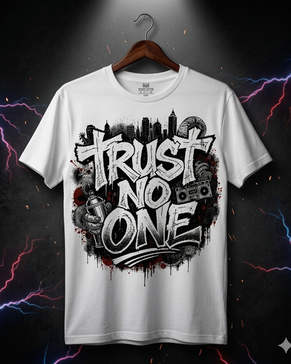 "Trust No One" – Urban Grit Graffiti Tee