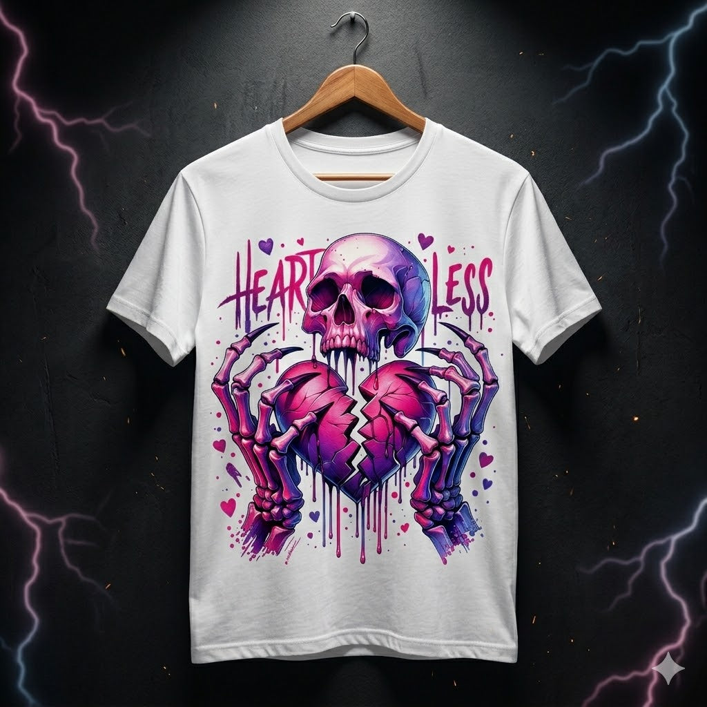 "Heartless Neon Skull Tee"