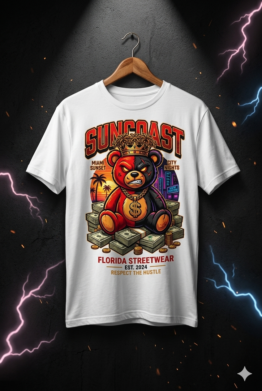 Suncoast Money Bear 'Respect the Hustle' Florida Streetwear Tee
