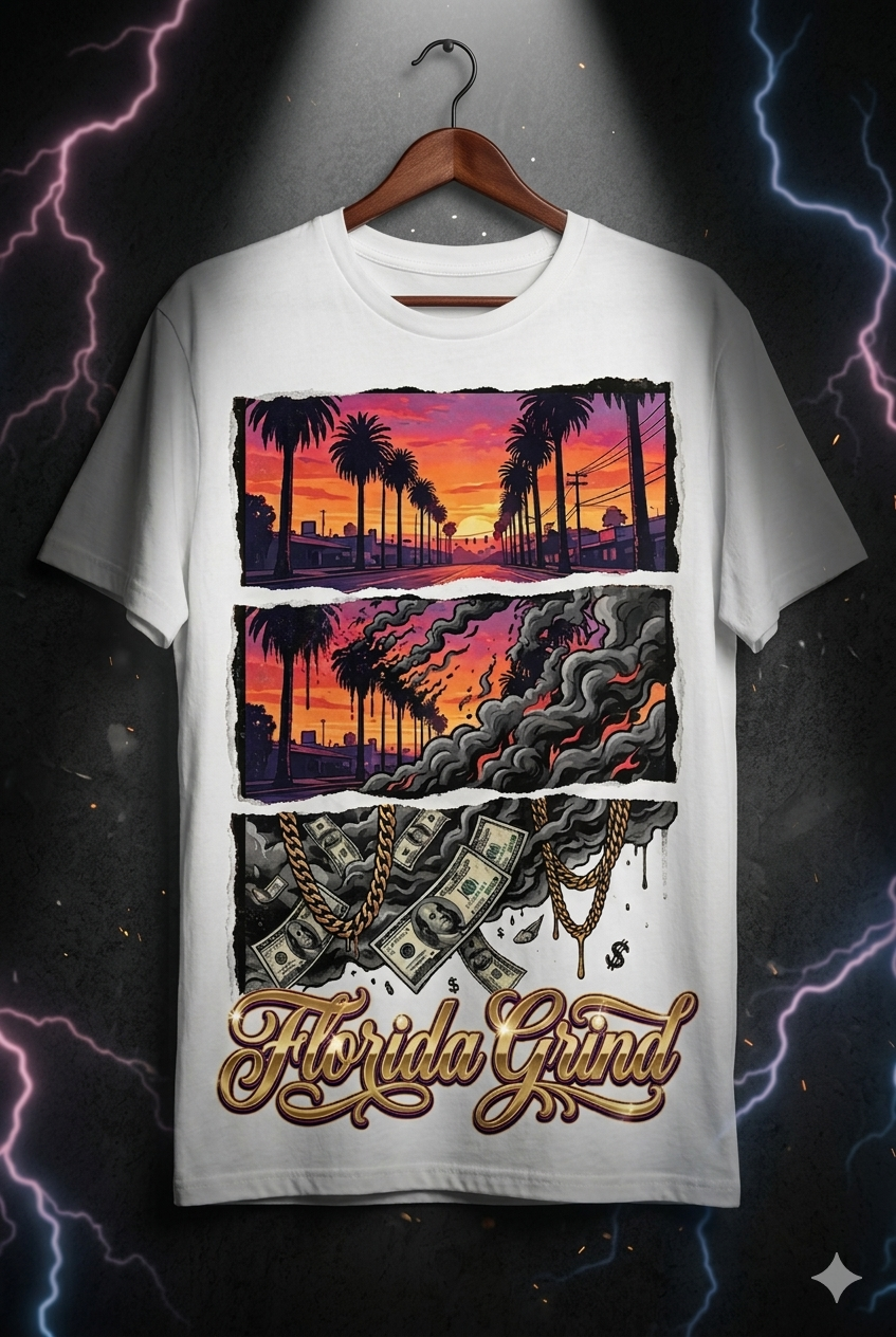 The "Florida Grind" Street Hustler Sunset Tee