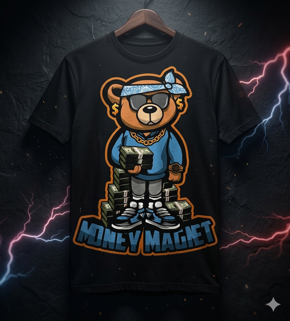 Money Magnet – Hustle Bear Tee (Black)