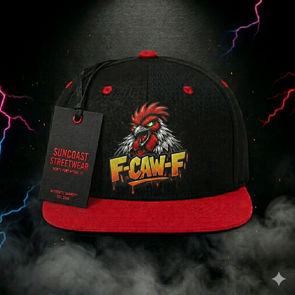 "F-CAW-F" Roosta Edition Snapback – Suncoast Streetwear (Black & Crimson)
