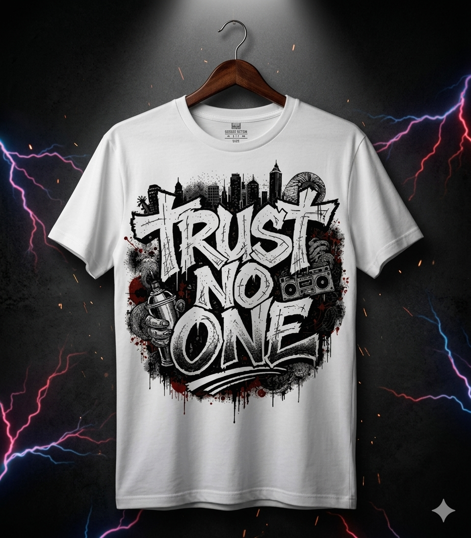 "Trust No One" – Urban Grit Graffiti Tee