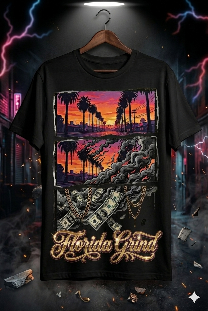 The "Florida Grind" Street Hustler Sunset Tee